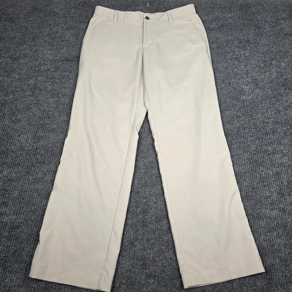 Adidas ClimaLite Mens Beige‎ Golf Pants Size 34x32 Athletic Fit Flat Front